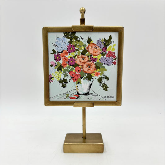 Metal Framed Flowers on Easel Stand