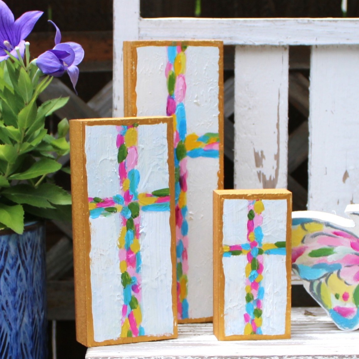 Hand Painted Multi Cross Blocks
