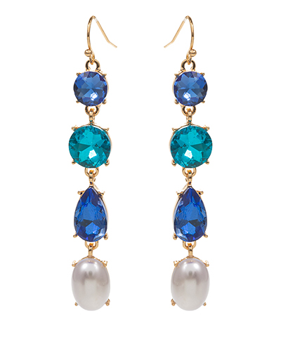Linear Crystal & Pearl Earrings