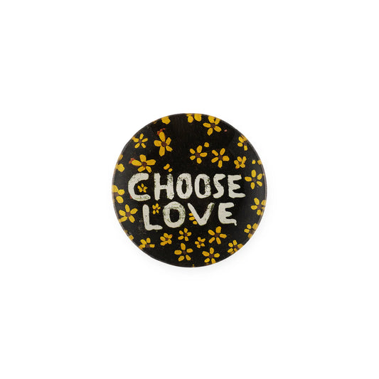Choose Love with Yellow Flowers Mini Round Decoupage Plate