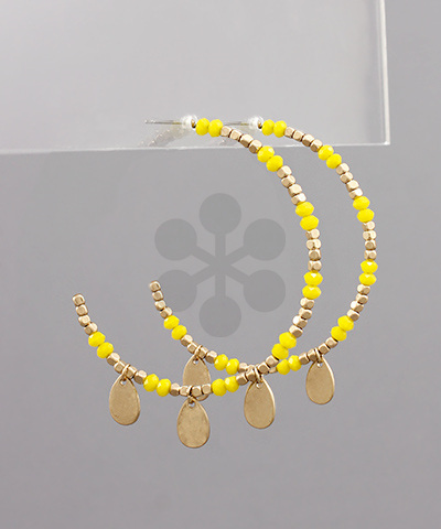 Teardrop Charm Bead Open Hoops