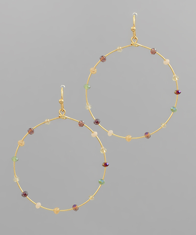 Bead Glass Wire Circle Earrings