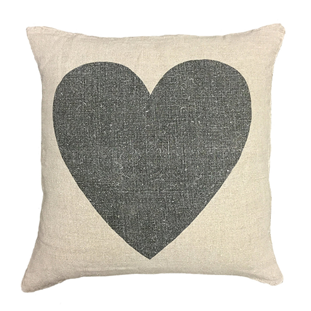 Black Heart on Linen Pillow