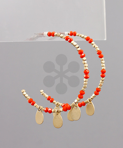 Teardrop Charm Bead Open Hoops