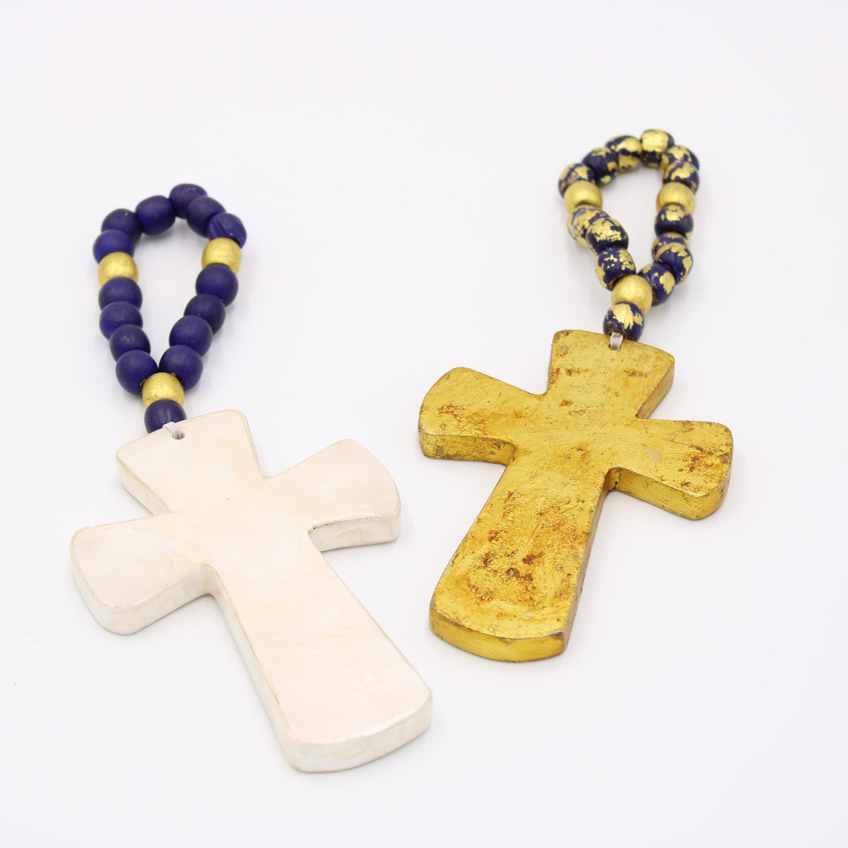 Capiz Cross with Navy Hanger