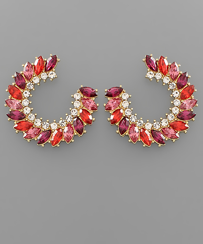 Pave Marquise Circle Earrings