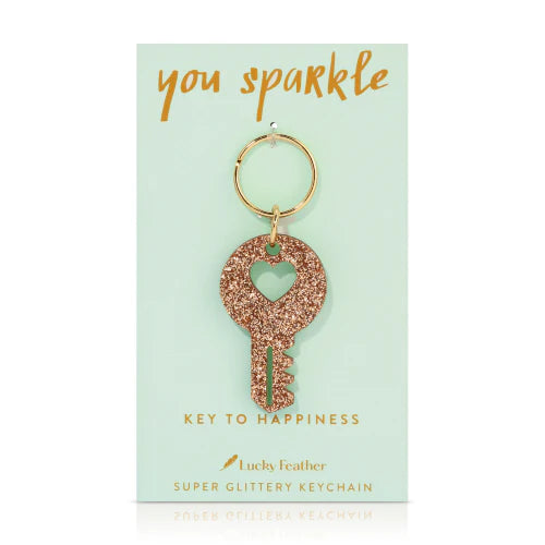 Gold Glitter Keychain - Key