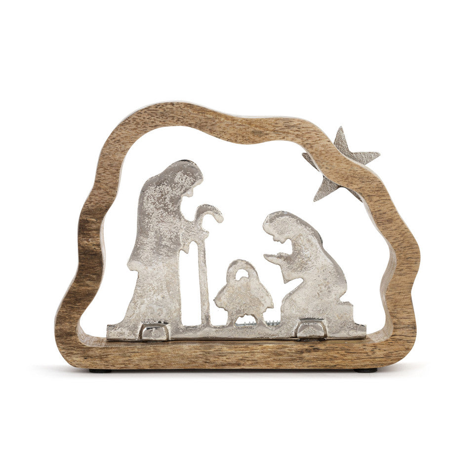 Wood Framed Metal Holy Family