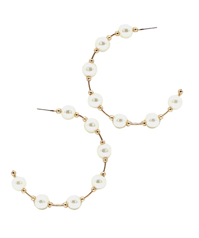Wire & Round Pearl Hoops