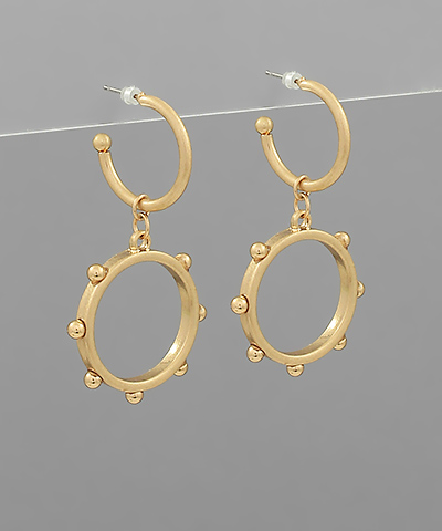Linked Dotted Ring Metal Earrings