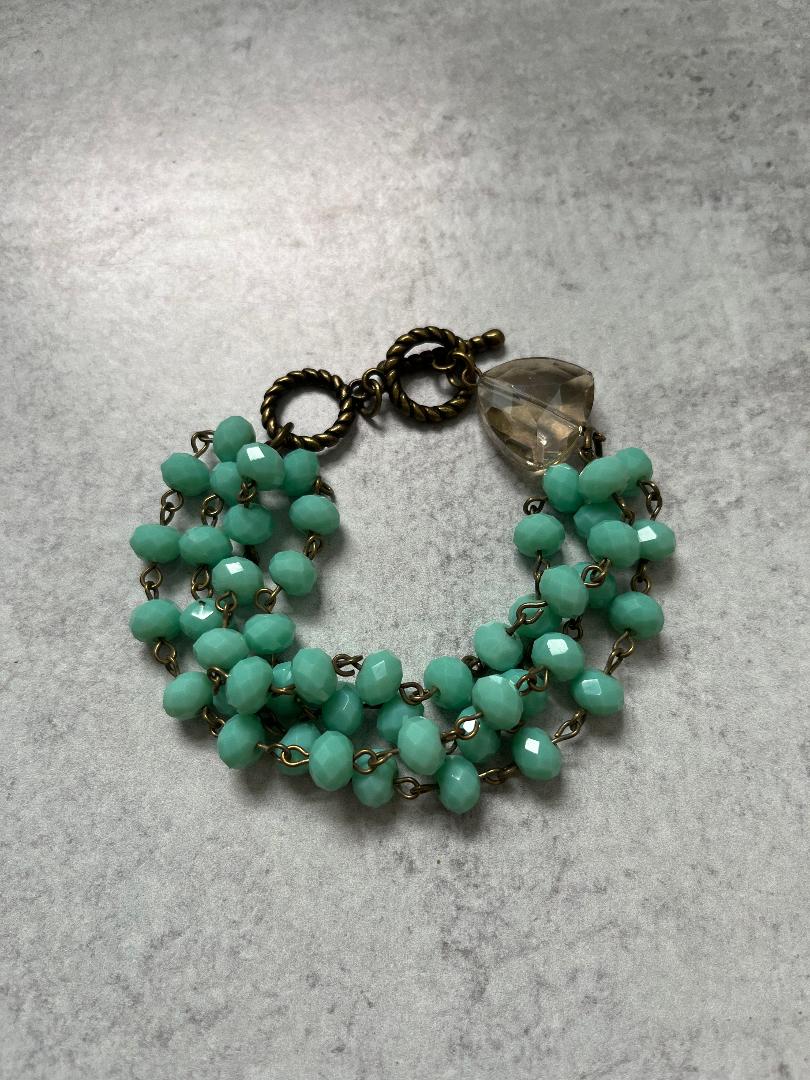 Crystal Bead Antique Gold Bracelet