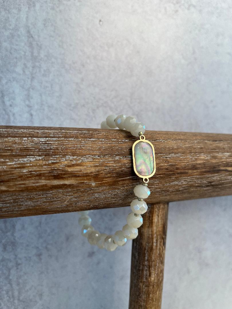 Crystal Beaded Bracelet with Stone, Multiple Colors