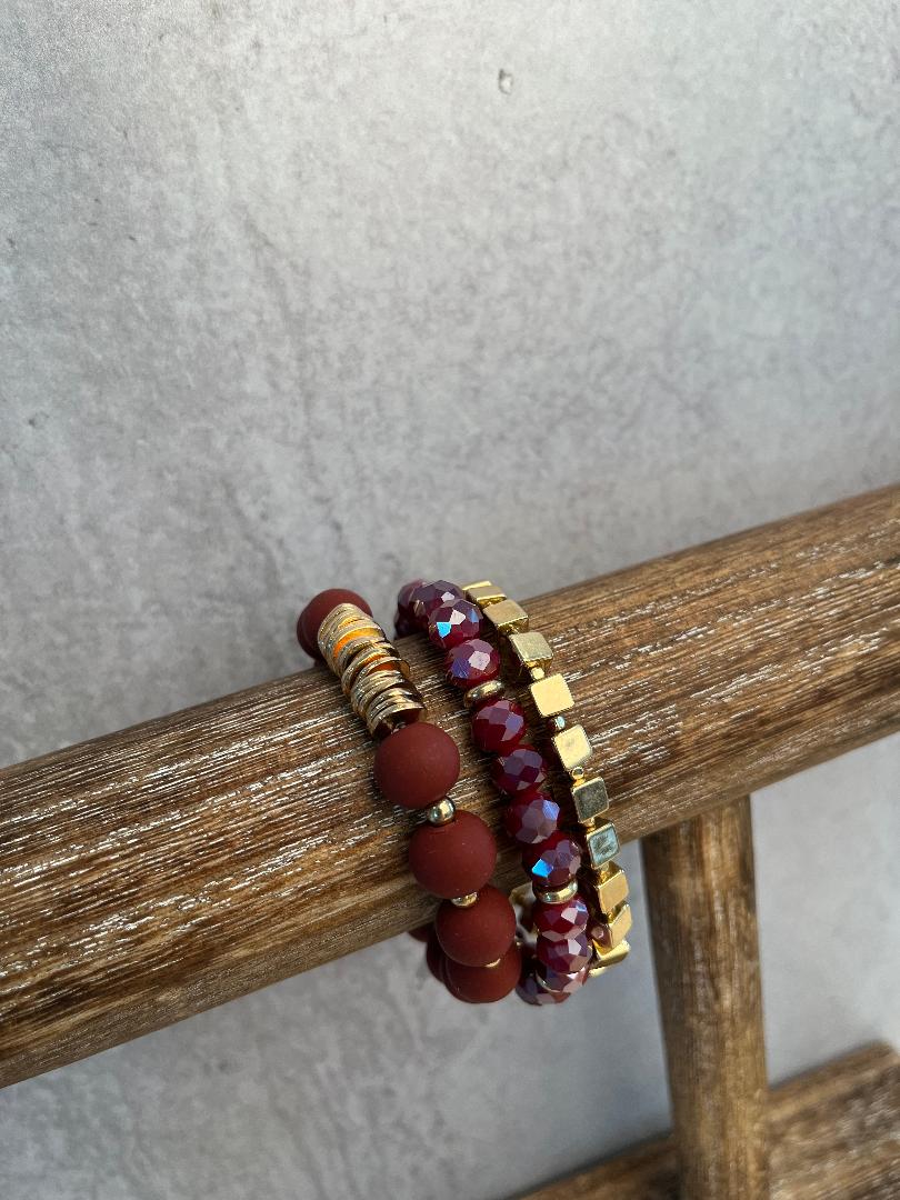 Crystal & Clay Bead Bracelet Set, Multiple Colors
