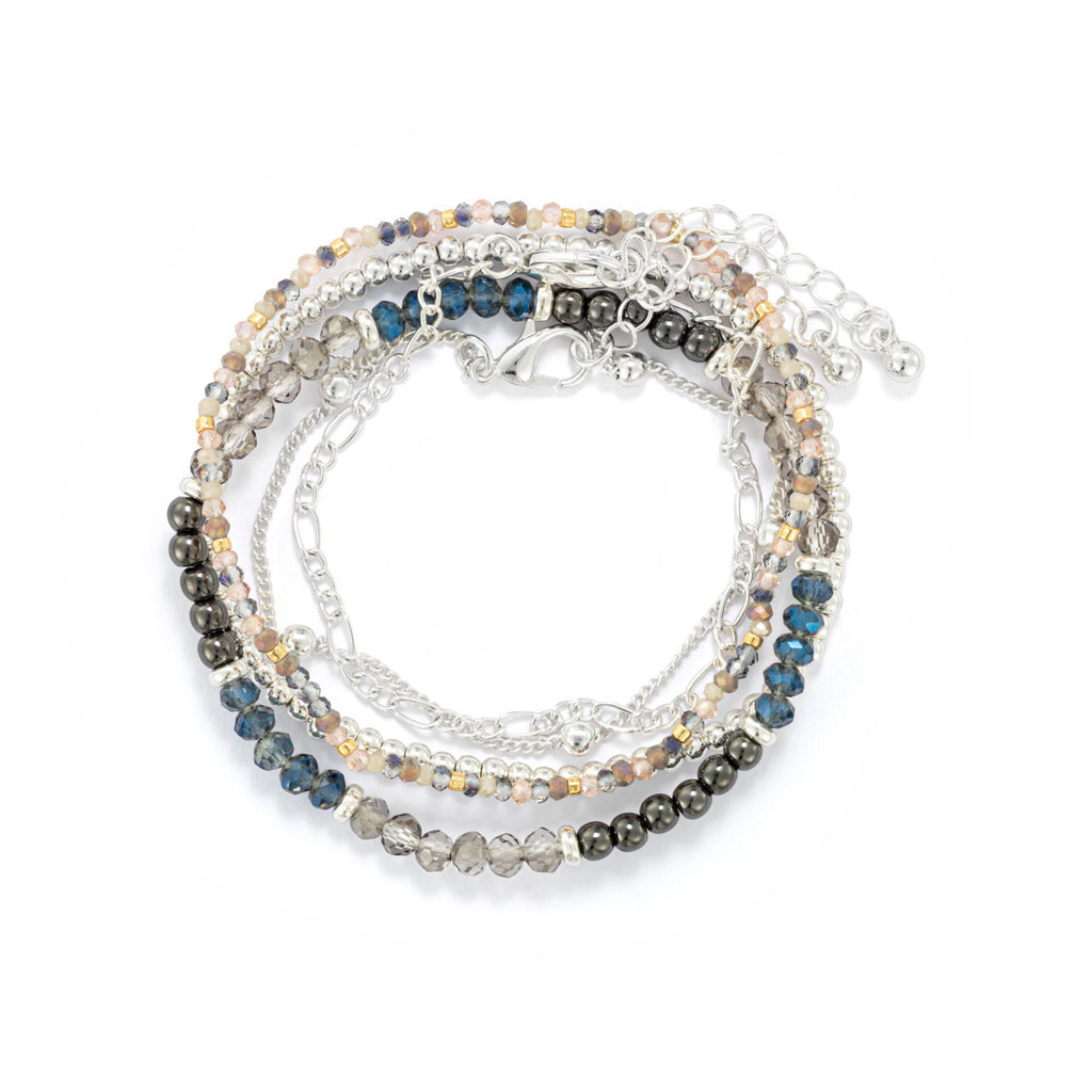 Gunmetal Silver Bracelet Set