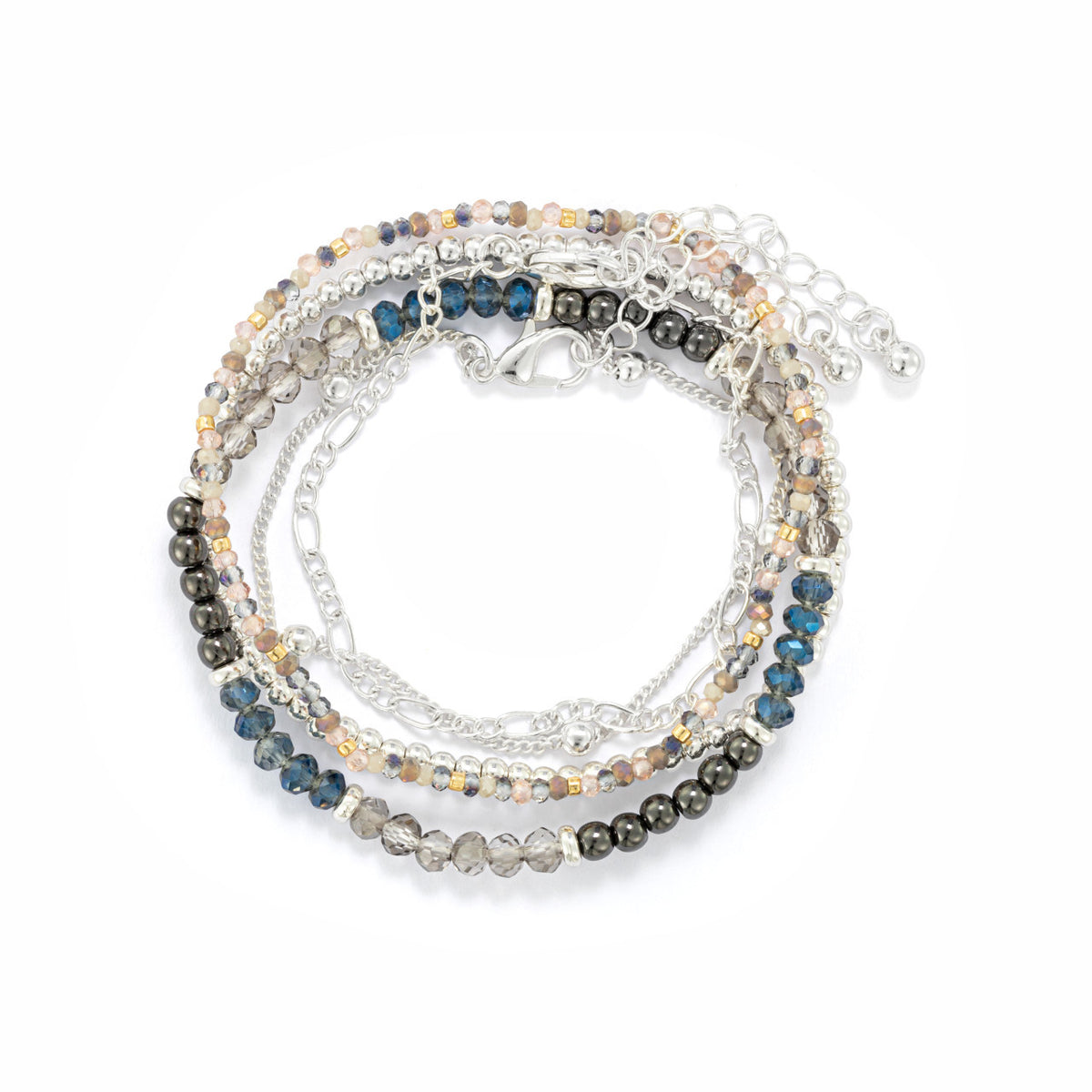 Gunmetal Silver Bracelet Set