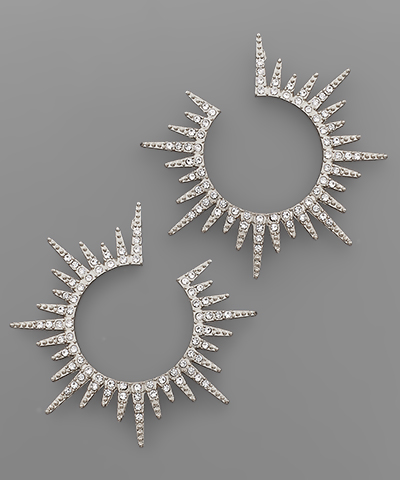 Crystal Pave Spike Circle Earrings