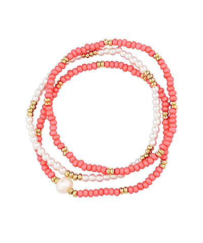 Seed Beads & Pearl 3 Bracelet Set