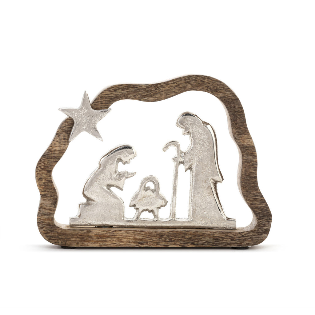 Wood Framed Metal Holy Family