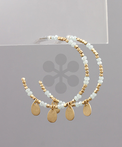 Teardrop Charm Bead Open Hoops