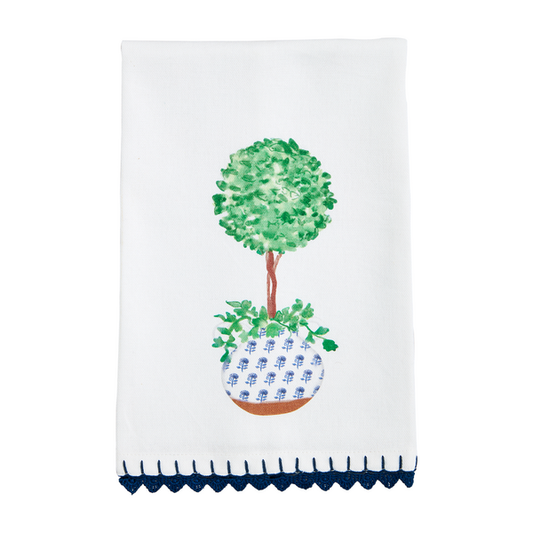 Botanical Blue Trim Towel