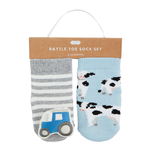 Cow Rattle Toe Sock Set