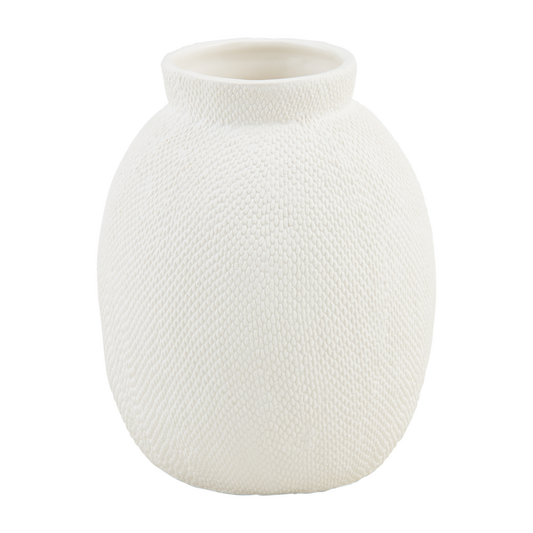 White Pressed Textured Vase