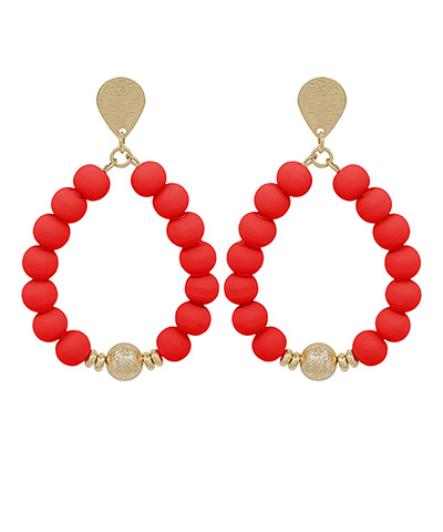 Stain Ball Accent & Clay Ball Bead Earrings