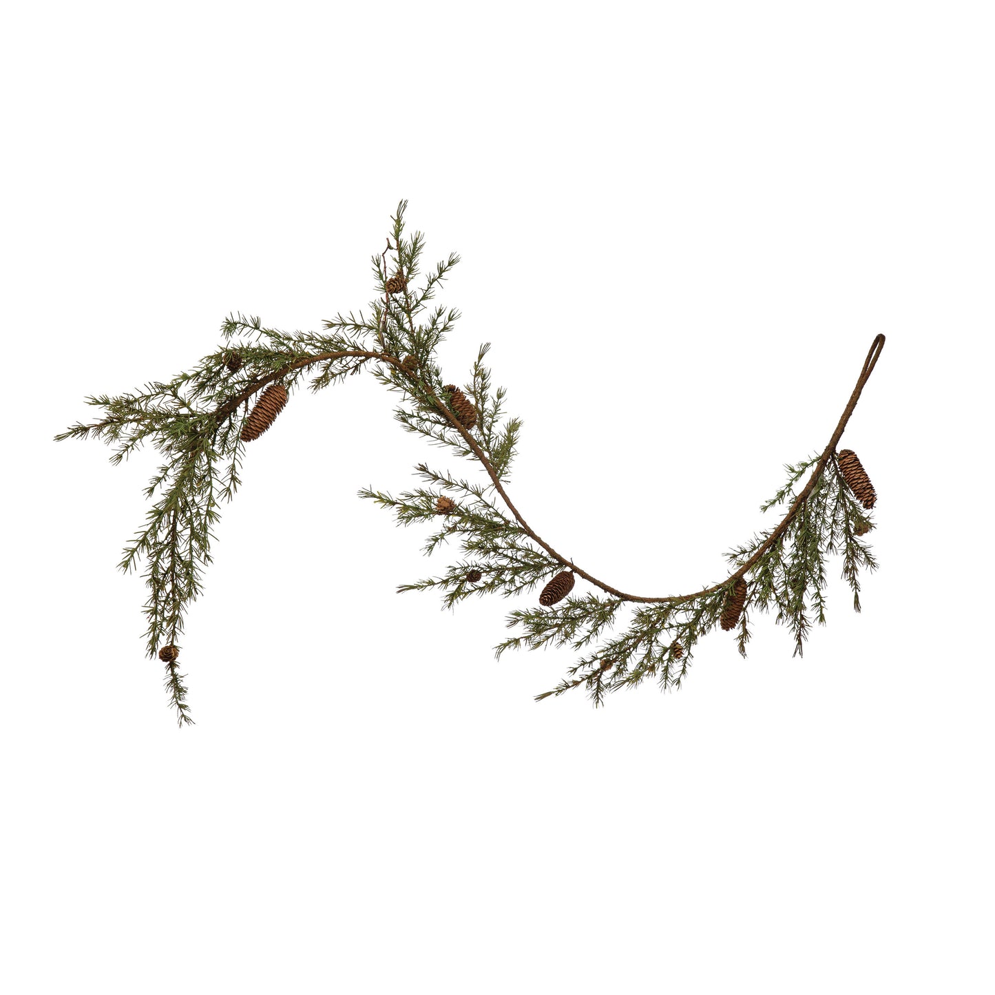 Faux Hemlock Garland with Pinecones