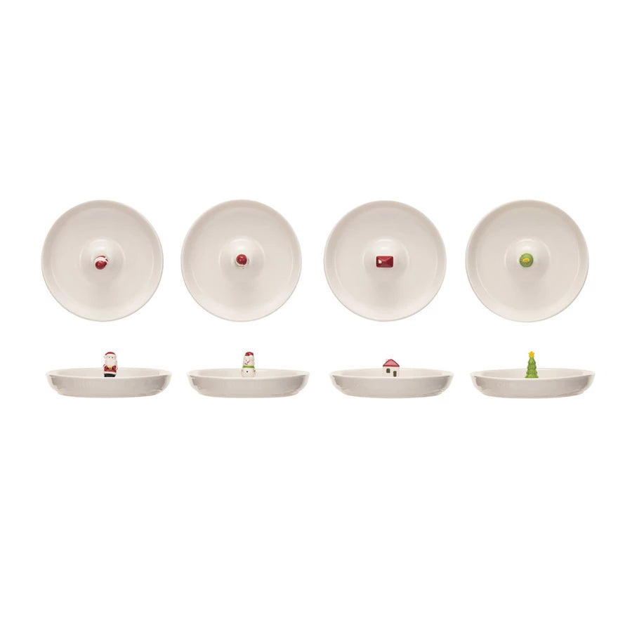 Stoneware Dish w/ Holiday Figures