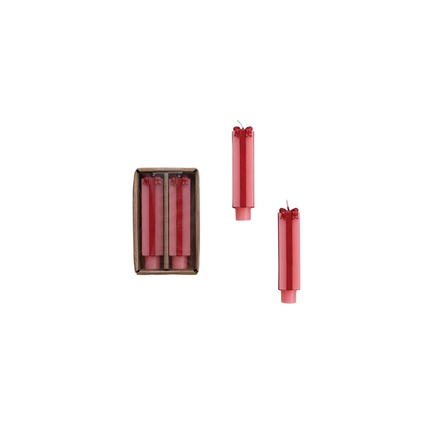 Pink & Red Shaped Taper Candles in Box