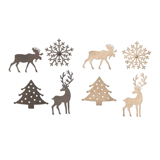 Textured Metal Holiday Icon Shaped Magnets