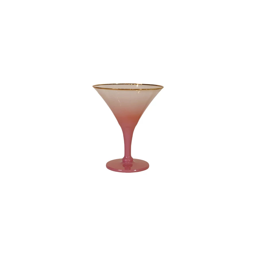 Pink Cocktail Glass with Gold Color Rim