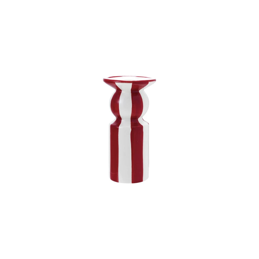 Hand-Painted Ceramic Striped Taper Holder