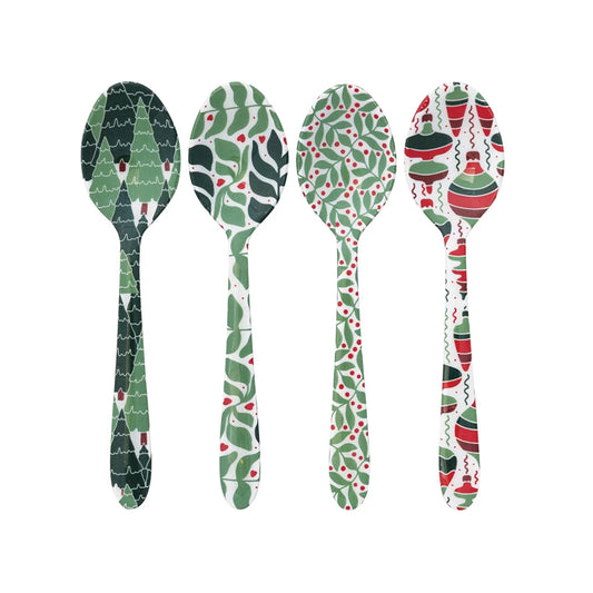 Enameled Stainless Steel Spoon with Seasonal Pattern