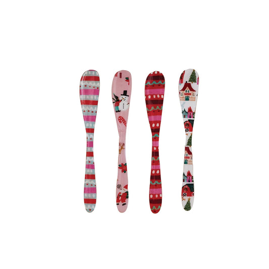 Enameled Stainless Steel Canape Knife with North Pole Pattern