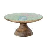 Enameled Mango Wood Pedestal with Holiday Pattern "Jolly"
