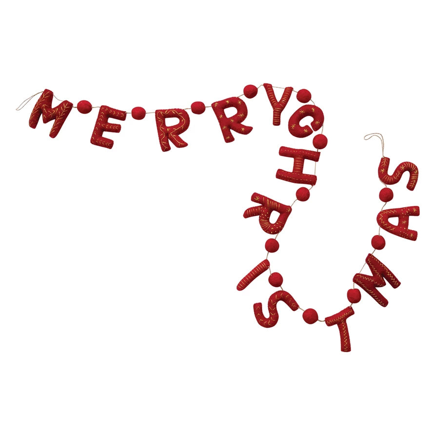 "Merry Christmas" Handmade Wool Felt Garland