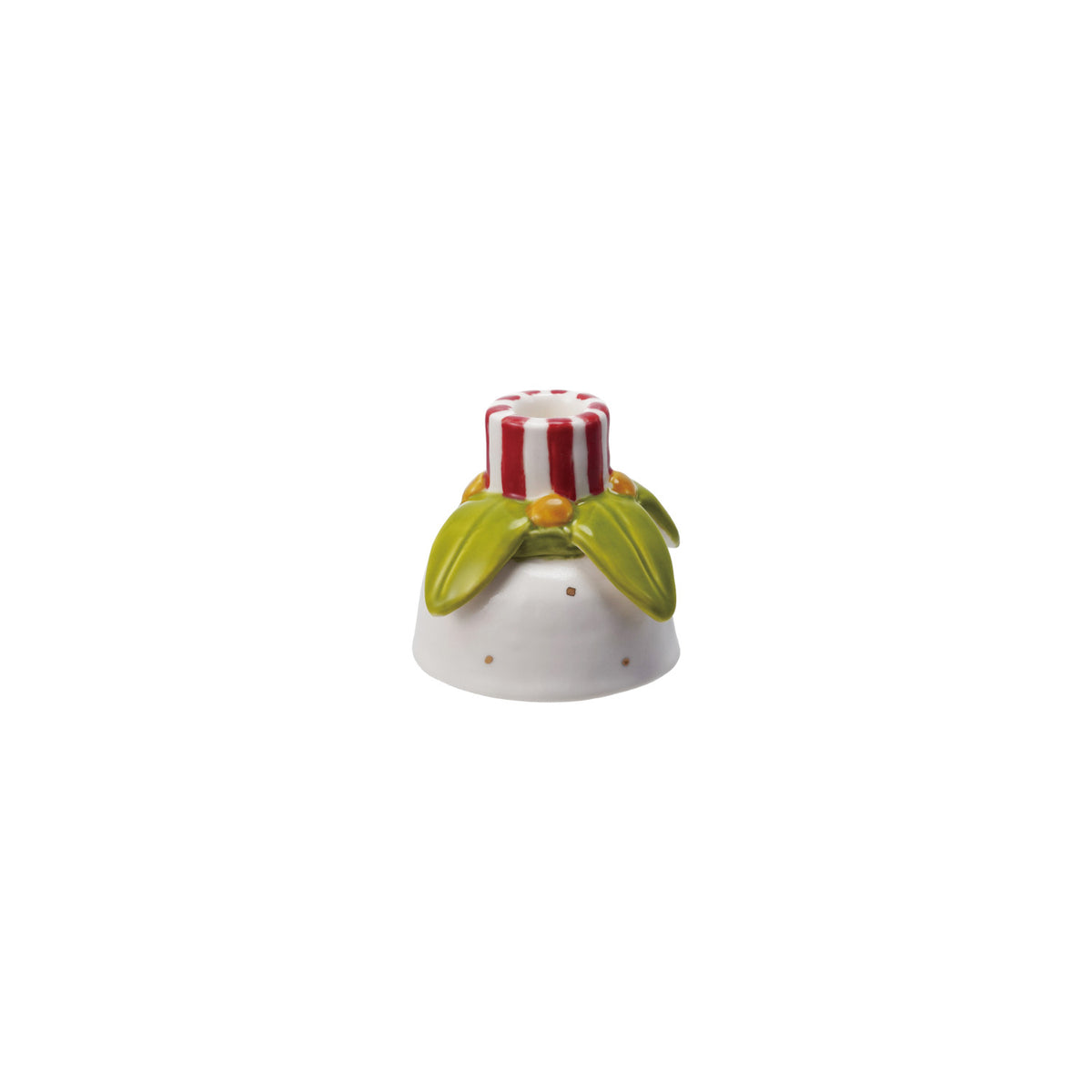Hand-Painted Christmas Stoneware Shaped Taper Holder
