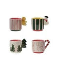 Hand Painted Stoneware Christmas Character Handle Mug