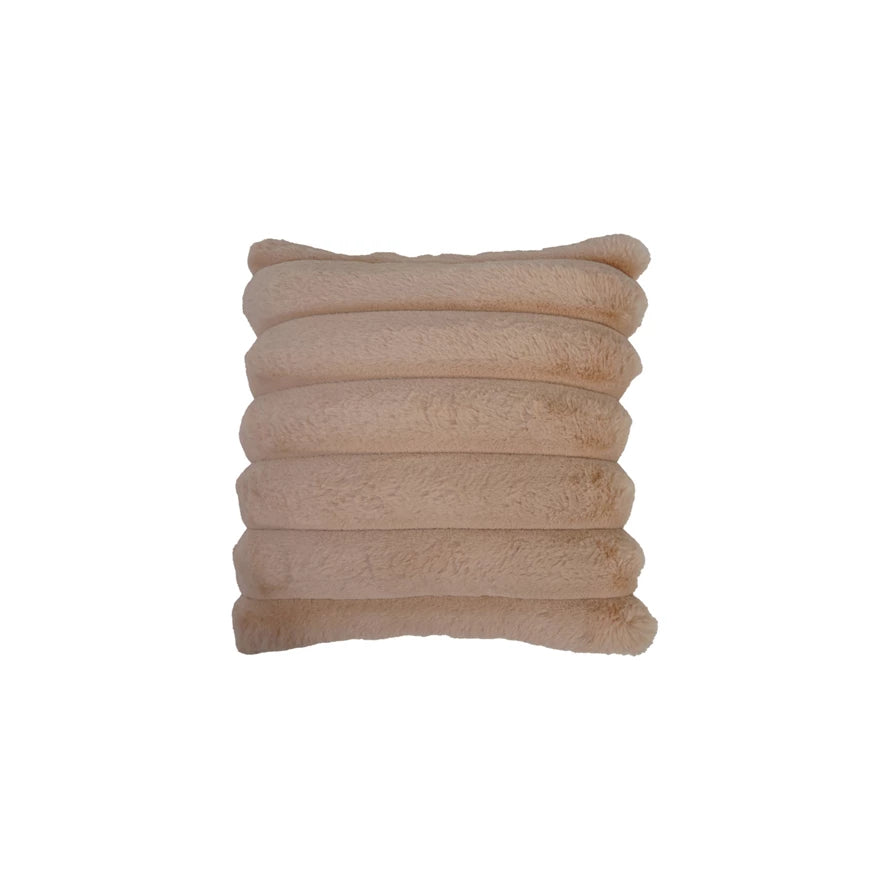 Velvet Faux Fur Pillow with Channel Stitch