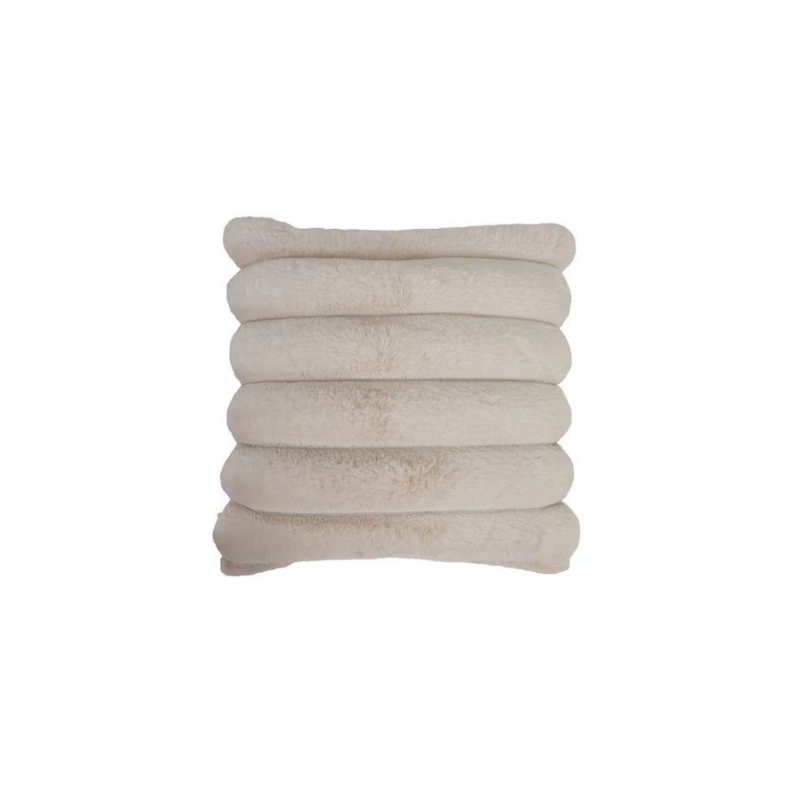 Velvet Faux Fur Pillow with Channel Stitch