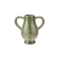 Hand-Painted Stoneware Striped Vase with Handles