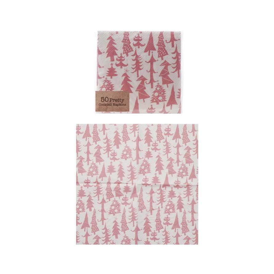 Paper Cocktail Napkins with Tree Pattern