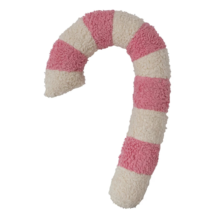 Pink Sherpa Candy Cane Shaped Pillow