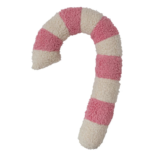 Pink Sherpa Candy Cane Shaped Pillow
