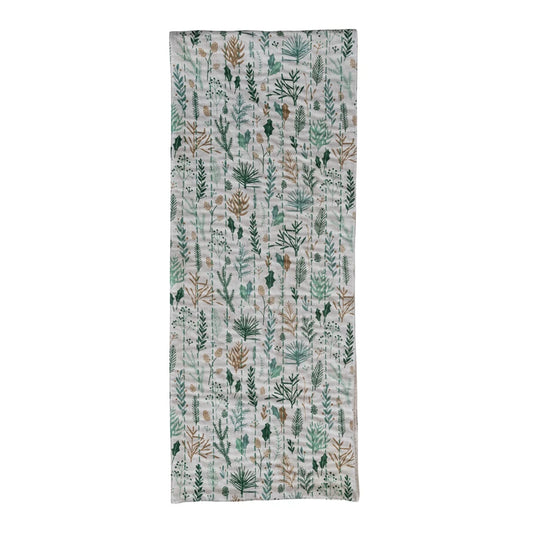 Woven Slub Table Runner with Hand-Embroidered Kantha Stitch