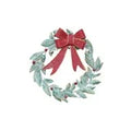 Round Metal Mistletoe Wreath with Bow