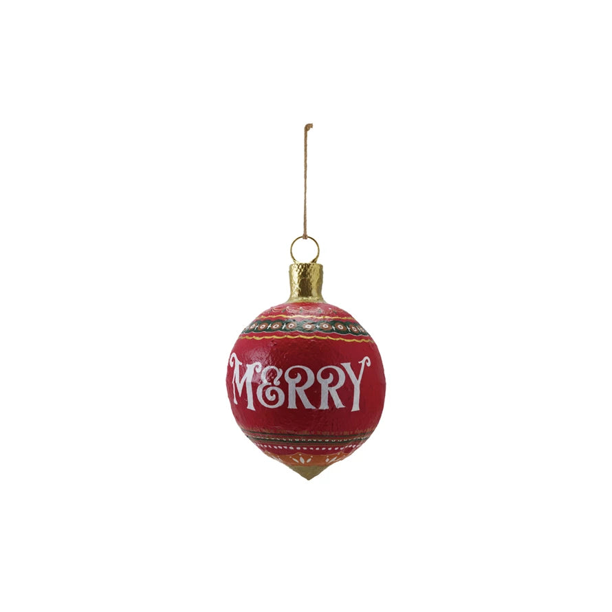 Hand-Painted Metal & Paper Mache Ornament