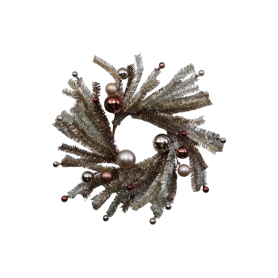 Round Tinsel Wreath with Ornaments