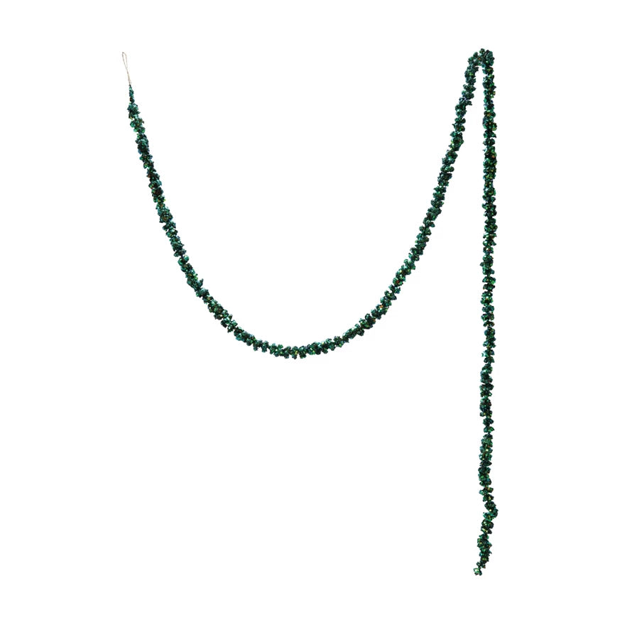 Green Iridescent Finish Glitter Ball Garland